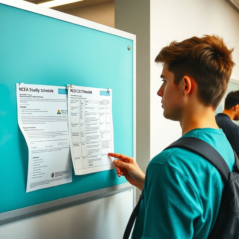 A Year 12 student reviewing a printed NCEA study schedule